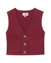 Dl1961 Girl's Zizi Buttoned Vest In Burgundy