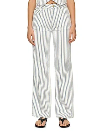 Dl1961 Gisele Wide Leg Striped Pants In White