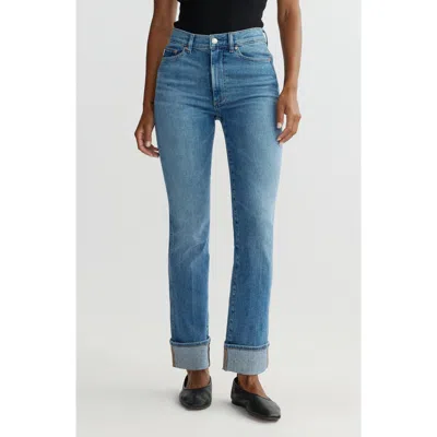 Dl1961 Halle Straight High Waist Instasculpt™ Cuff Jeans In Blue
