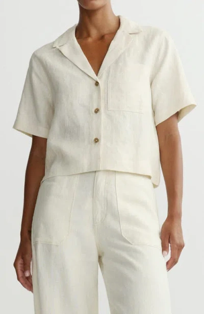 Dl1961 Hampton Boxy Linen Button-up Shirt In White