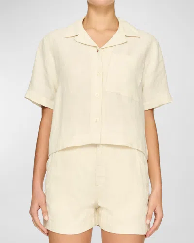 Dl1961 Hampton Short-sleeve Linen Shirt In Flax Linen