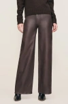 Dl1961 Hepburn Coated High Waist Wide Leg Jeans In Brown