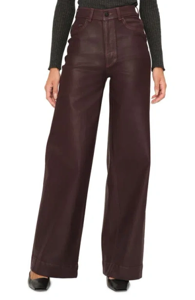 Dl1961 Hepburn Wide Leg High Rise Coated Jeans In Multi