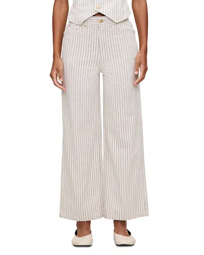 Dl1961 Hepburn High Rise Ankle Wide Leg Jeans In Seashell Stripe In Beige
