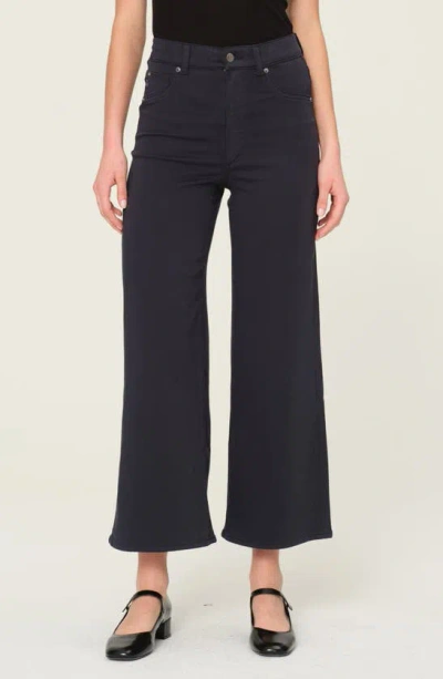 Dl1961 Hepburn High Waist Ankle Wide Leg Knit Jeans In Classic Navy