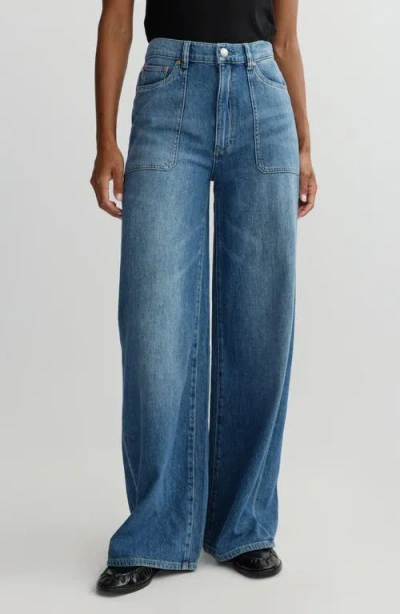 Dl1961 Hepburn High Rise Wide Leg Jeans In Meadow Lake In Blue