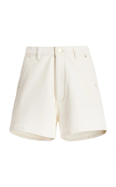 Dl1961 Hepburn Knit-cotton Shorts In Off-white