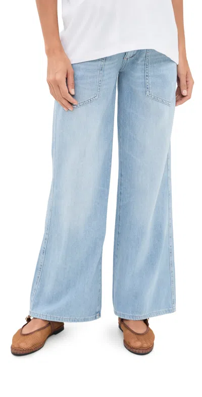 Dl1961 X Bumpsuit Hepburn Wide Leg High Rise Maternity Jeans In Blue