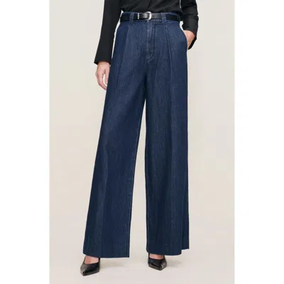 Dl1961 Hepburn Pleated High Waist Wide Leg Jeans In Blue