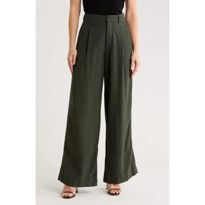 Dl1961 Hepburn Pleated Wool Blend Pants In Green