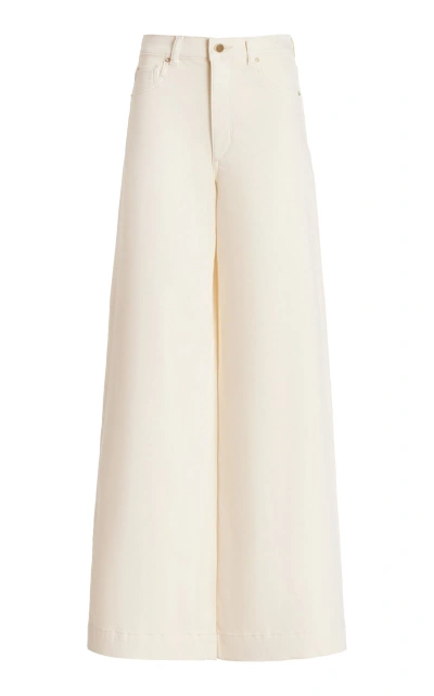 Dl1961 Hepburn Stretch High-rise Wide-leg Jeans In Ivory