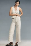 Dl1961 Hepburn High Rise Ankle Wide Leg Jeans In Seashell Stripe In Beige