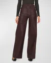 Dl1961 Hepburn Wide Leg High Rise Coated Jeans In Mulberry