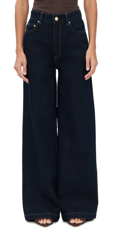 Dl1961 Hepburn Wide Leg High Rise Jeans Ventura (vintage) In Black