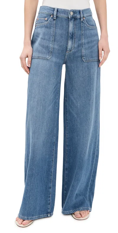 Dl1961 Hepburn Wide Leg Jeans Meadow Lake In Blue
