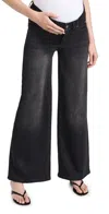 Dl1961 Hepburn Wide Leg Maternity Jeans: High Rise 32 Dark Haze (ultimate Knit) In Dark Haze (ultimate Knit)