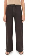 Dl1961 Hepburn Wide Leg Pants Walnut Coated (ultimate) In Brown