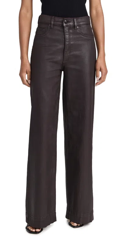 Dl1961 Hepburn Coated High Waist Wide Leg Jeans In Brown