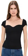 Dl1961 Instasculpt Fine Knit Heart Top Black In Black