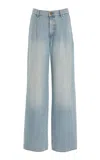 Dl1961 Isabel Aura-denim Mid-rise Wide-leg Jeans In Light Blue