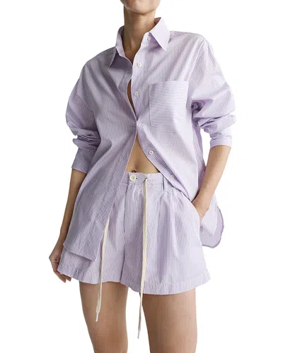 Dl1961 Isabel High Rise Pleated Shorts In Lilac Stripe In Purple