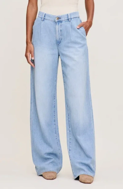 Dl1961 Isabel Pleated Mid Rise Wide Leg Jeans In Beachfront Dl Aura
