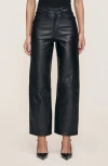 Dl1961 Karmine High Waist Refined Wide Leg Leather Pants In Black