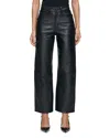 Dl1961 Karmine Leather Refined Wide Leg Sculptsystem High Rise Jeans In Obsidian In Black