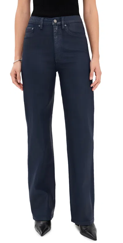Dl1961 Karmine Refined Wide Leg Coated Jeans Navy Blue Coated