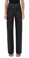Dl1961 Karmine Refined Wide Leg High Rise Coated Jeans Black Coated (ultimate) In Black