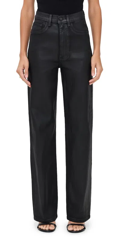 Dl1961 Karmine Refined Wide Leg High Rise Coated Jeans Black Coated (ultimate)