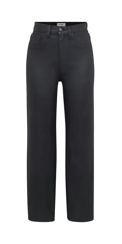 Dl1961 Karmine Refined Wide Leg High Rise Jeans Black Coated