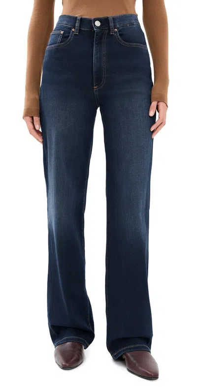 Dl1961 Karmine Refined Wide Leg Jeans: High Rise 32' Newport Softwear (dl Softwear) In Blue