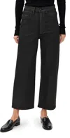 Dl1961 Karmine Refined Wide Leg Petite High Rise Coated Jeans Black Coated (highluxe) In Black