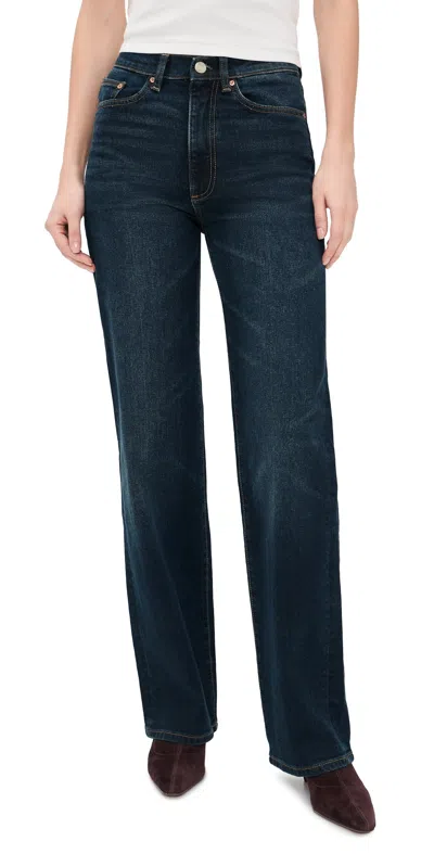 Dl1961 Karmine Refined Wide Leg Sculptsystem High Rise Jeans Dark Sea (original '61) In Blue