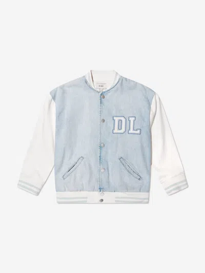 Dl1961 Kids Denim Bomber Jacket In Blue