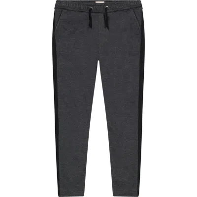 Dl1961 Kids' Jackson French Terry Drawstring Pants In Charcoal Grey Stripe