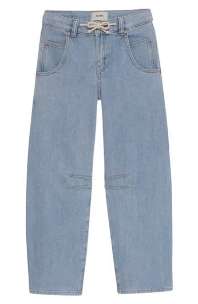 Dl1961 Kids' Lilia Drawcord High Waist Barrel Leg Jeans In Blue