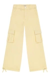 Dl1961 Kids' Lily Jogger Wide Leg Cargo Jeans In Citron