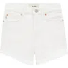 Dl1961 Girl's Lucy Raw Edge Hem Shorts In White Frayed