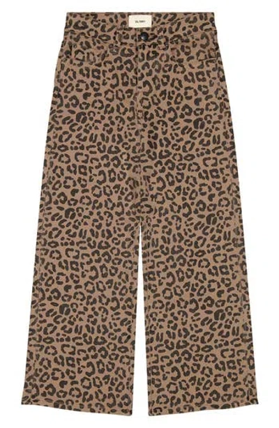 Dl1961 Kids' Nini Leopard Print Wide Leg Jeans In Catwalk