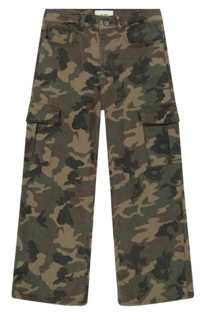 Dl1961 Kids' Zeke Camo Print Wide Leg Cargo Pants In Camo Cargo