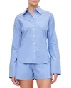 Dl1961 Lisette Linen Shirt In Sky Blue/white Stripe