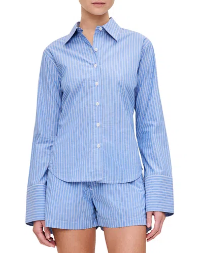 Dl1961 Lisette Linen Shirt In Sky Blue/white Stripe