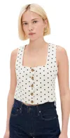 Dl1961 Lizzie Cropped Linen Top Polka Dots (linen) In Polka Dots (linen)