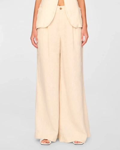 Dl1961 Lucila Pleated Ultra Wide-leg High Rise Pants In Flax Linen