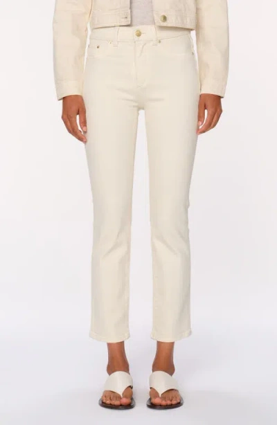 Dl1961 Mara Instasculpt Mid Rise Ankle Straight Leg Jeans In Ecru Dl Airbrushed