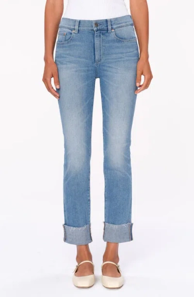 Dl1961 Mara Instasculpt Mid Rise Ankle Straight Leg Jeans In Light Island Park Cuffed