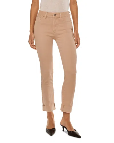 Dl1961 Mara Straight Mid Rise Instasculpt Ankle Jeans In Almond Cuffed