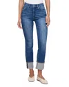 Dl1961 Mara Straight Mid Rise Instasculpt Ankle Jeans In Solace Cuffed In Blue